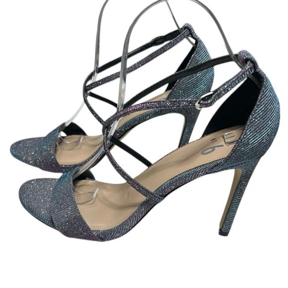 Mix No. 6 Blue and Pink Sparkly High Heels Glitter Stilettos Open Toe Pumps - Picture 5 of 11